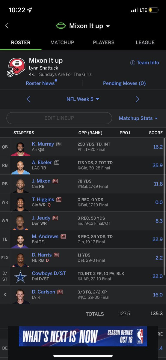 Lynnshattuck2's tweet photo. @AustinEkeler another multi-TD game from Ekeler gets me the win in week 5!! Keep rockin’ Ek!🎸⚡️👑 #mvp #austinekeler https://t.co/dryoGGwG3B