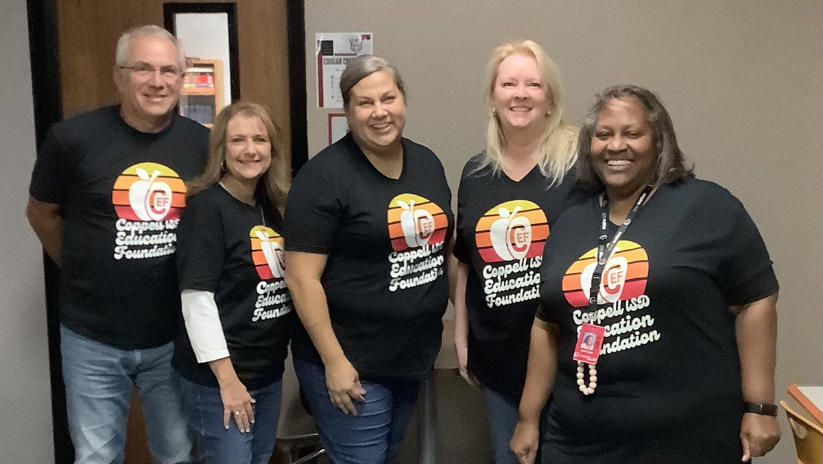 MsBert13's tweet photo. We’re rocking our new CEF shirts in the A200 hall today! #CoppellEdFoundation #BetterTogether #VillageNorth https://t.co/gHXXPoPZOc