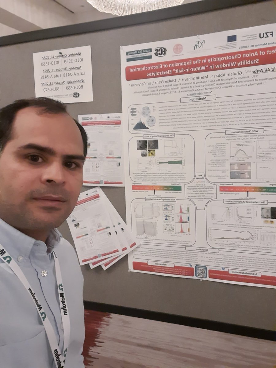 Here goes <a href="/zahidalizafar/">Zahid Ali Zafar</a> with a poster presentation on water-in-salt electrolytes for Zn-based dual-ion🔋 at <a href="/ECSorg/">ECS</a> 242nd meeting in Atlanta 🇺🇸, more 🔬🧪more 💪