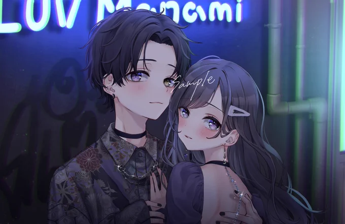 背景ありペア画でした洋服や背景考えるの楽しい 
