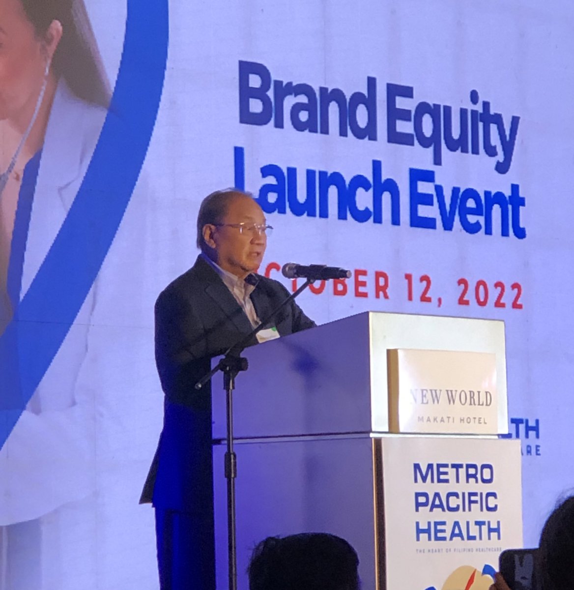 Metro Pacific Chairman Manuel Pangilinan unveils new healthcare brand Metro Pacific Health. MVP vows to make investments in more hospitals, establish primary care clinics, utilize technology to widen reach.