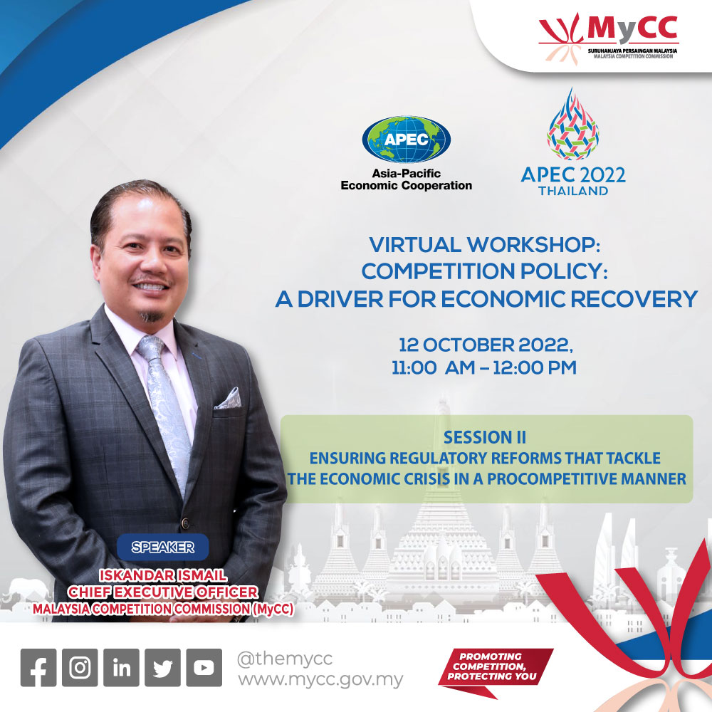 theMyCC's tweet photo. The Asia-Pacific Economic Cooperation (APEC) is hosting a workshop entitled “APEC Virtual Workshop: Competition Policy” from 12-13 October 2022. https://t.co/eKrJO9zGDA