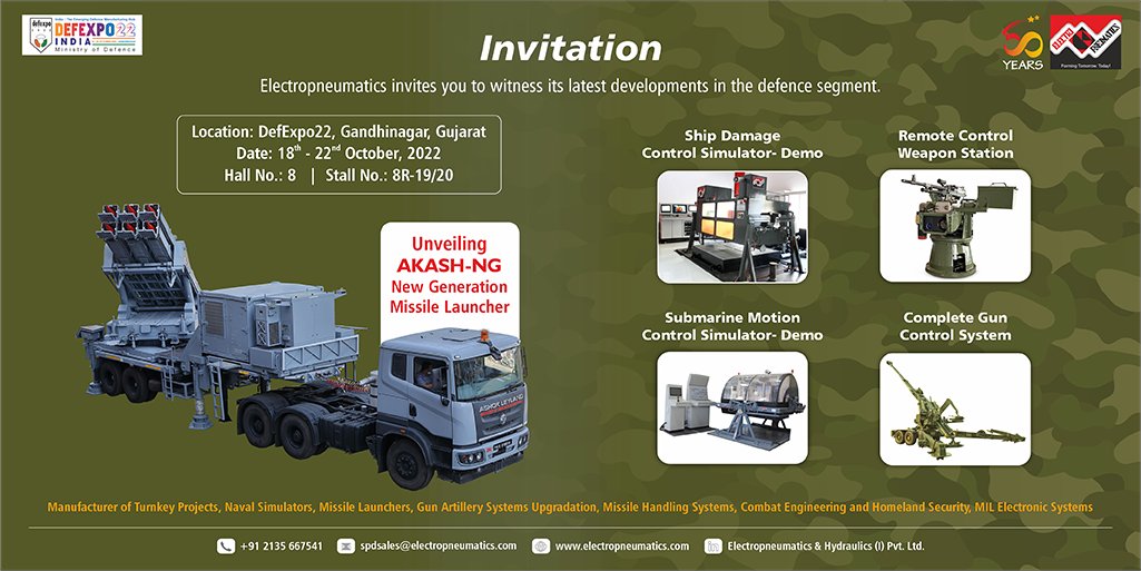 WeAreEPHL's tweet photo. #DefExpo2022 #Defence #Manufacturer #TurnkeyProjects #NavalSimulators #Simulators #MissileLaunchers #CombatEngineering #GunArtillerySystems #HomelandSecurity #RCWS #MILGradeServoMotors #MILGradesACServoDrives #MILDualShockIndigeneousController #MILfALCONIndigeneousController https://t.co/70oApMBh7d