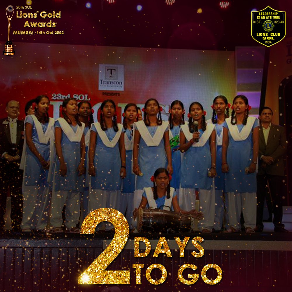 2 Days to go... 28th SOL #LionsGoldAwards 🏆 #Mumbai on 14th October 2022