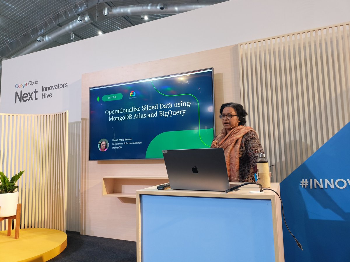 VVShanbhag's tweet photo. Great session by Diana Jenosh of Mongodb + BigQuery to Operationalize siloed data. #innovatorshive #GoogleCloudNext https://t.co/0trbyKRwSs