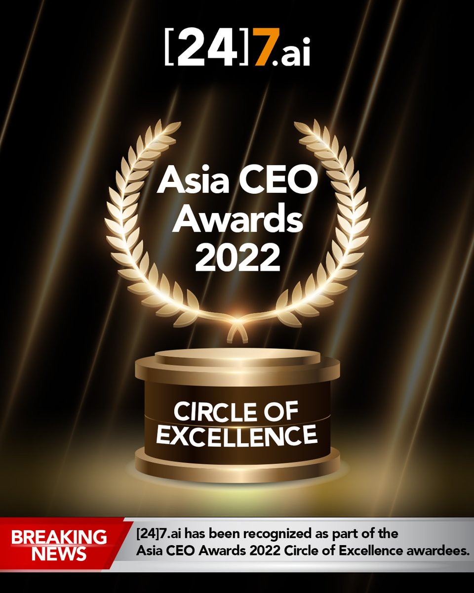 We have some GREAT news to share with all of you.

This year, [24]7. ai made it to the Circle of Excellence in the category of Top Employer of the Year for Asia CEO Awards 2022.

Congratulations to all of us!

#247LIFE #247aiisGPTW #Experience247ai