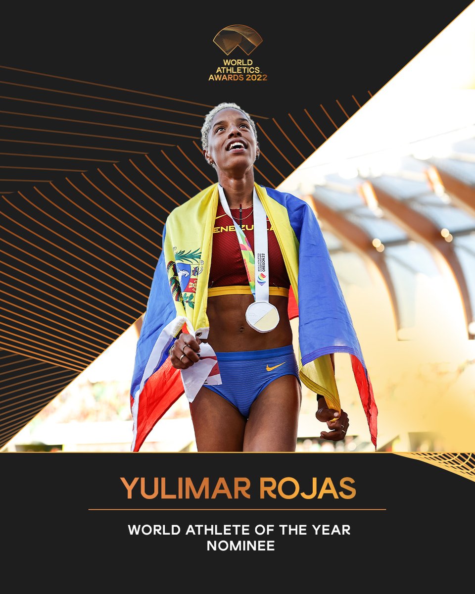 WorldAthletics's tweet image. Female Athlete of the Year nominee 🇻🇪
Retweet to vote for @TeamRojas45 in the #AthleticsAwards.