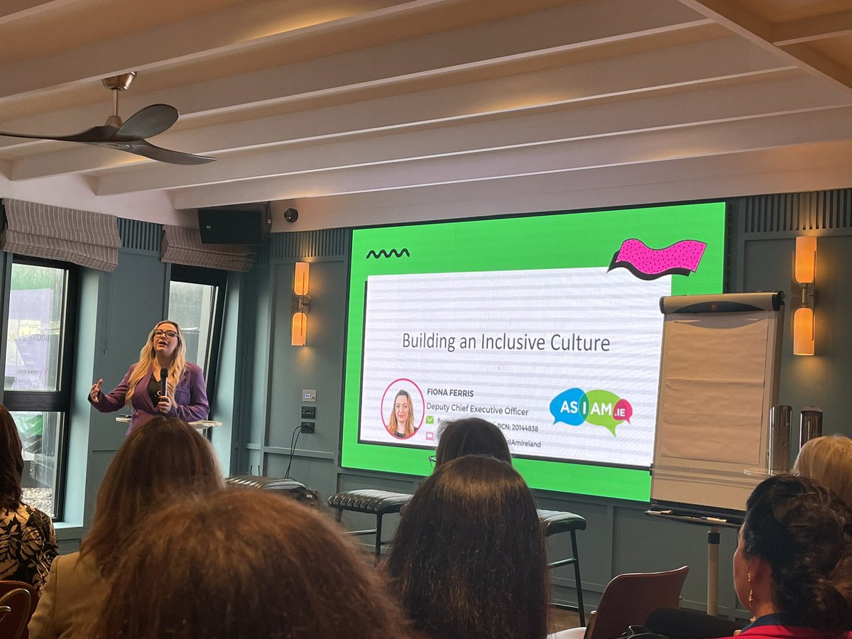 Wow! What a keynote talk from Fiona Ferris @AsIAmIreland on Supporting autistic persons in the workplace. Fabulous. Everyone deserves the #RightToWork “start with adapting your job descriptions and interview processes” #Equity #Iwork4Dell