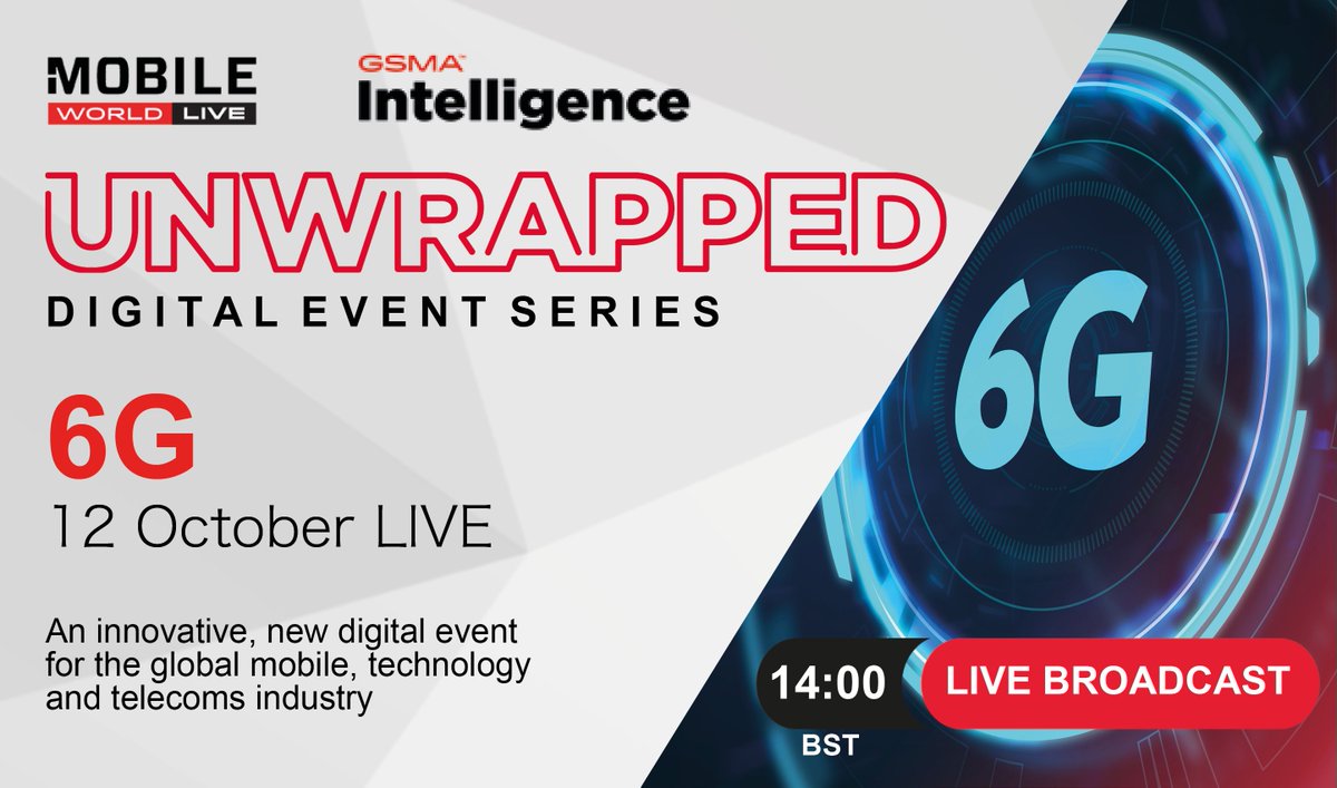 Don't miss our LIVE #Unwrapped broadcast today at 2pm BST! 

Our speakers <a href="/SashaTwining/">sasha twining</a>, <a href="/SpringhamJustin/">Justin Springham</a>, Takehiro Nakamura, <a href="/docomo/">NTTドコモ</a>, <a href="/alainmouradUK/">Alain Mourad</a>, <a href="/InterDigitalCom/">InterDigital (IDCC)</a>, Rahim Tafazolli, <a href="/UniOfSurrey/">University of Surrey</a>, <a href="/AnitaDoehler/">Anita Döhler</a>, <a href="/NGMN_Alliance/">NGMN Alliance</a> and <a href="/radhika507/">Radhika Gupta</a>, <a href="/GSMAi/">GSMA Intelligence</a> will be discussing #6G!