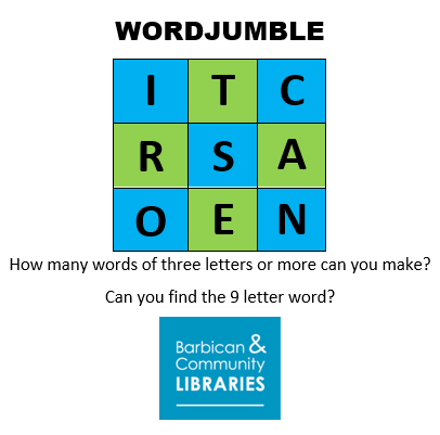 ShoeLaneLib's tweet photo. It's #wordjumble time!
Yesterday's 9 letter word was POMPOUSLY
#LibrariesFromHome #LibrariesWithoutWalls
@BarbicanKids @barbicanlib @artizanlibrary @LDNLibraries https://t.co/j1JrTdDV23