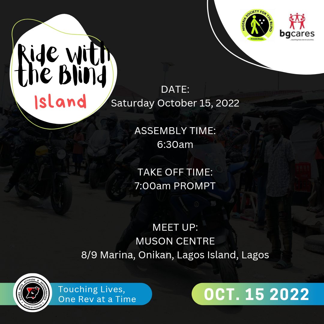 Badgang_ng's tweet photo. Volunteers wanted!
CHARITY RIDE
Join us on saturday on the mainland or island to support the #WhiteCaneDay.
See details in the flyers below!
#BGCares #RidingforaCause https://t.co/q2UMbvX5pA
