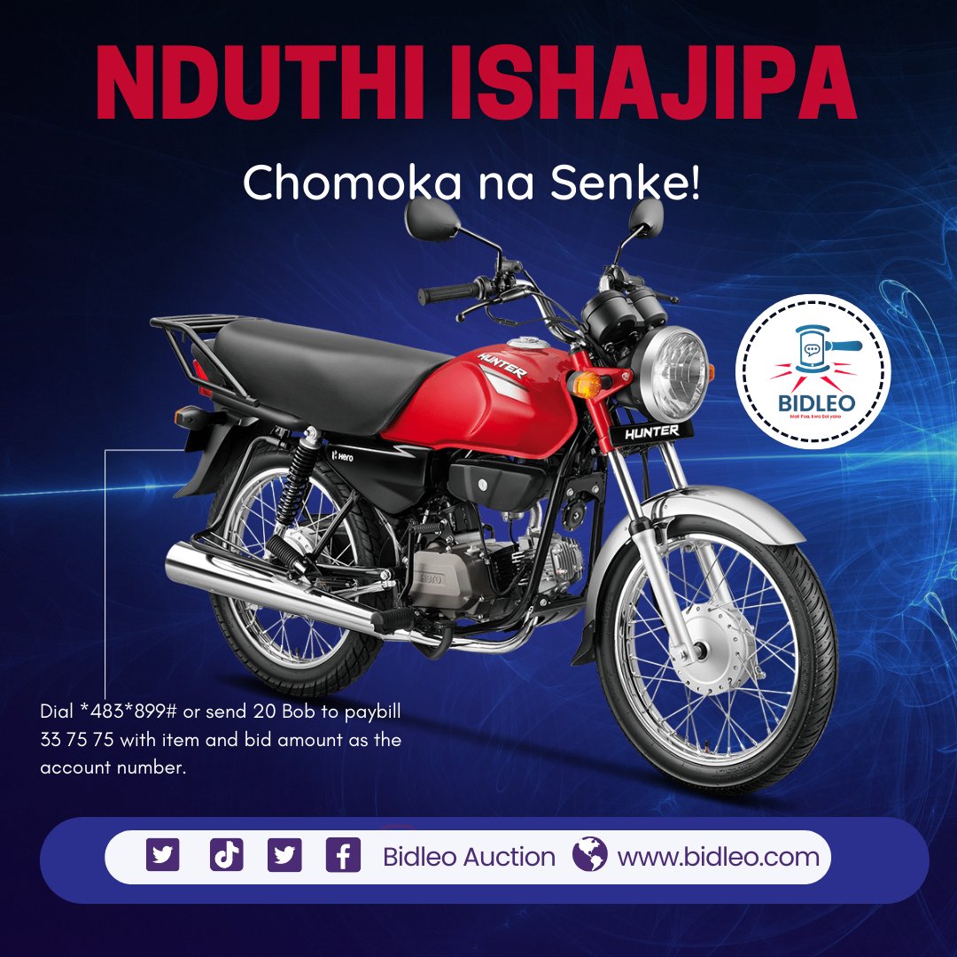 🗣️ MKUU 🗣️ Usikose Hustle na Tuko site 🫡
Chomoka na Senke Biz Ijipe 💯

Ni Simple 👏

Dial *483*899# or send 20 Bob to Paybill 33 75 75 with item and bid amount as the account number.

You can also bid online at👉 bidleo.com

#BiNiLeo  #Bidleo