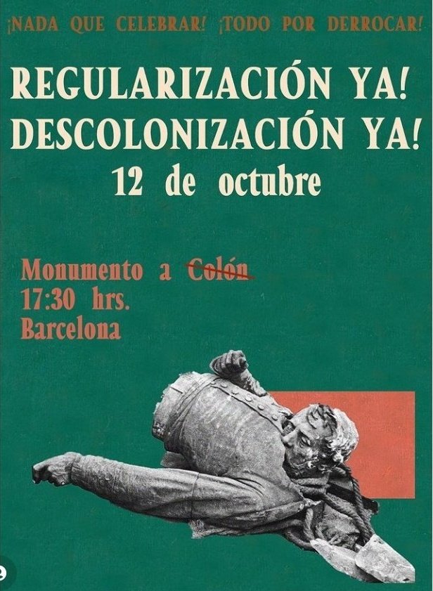 📣Diferents mobilitzacions avui per cridar que no hi ha #ResACelebrar, molt a reparar.

A Barcelona:

📍16 h: Parc de la Ciutadella, convoca <a href="/CnaaeB/">CNAACAT</a>

📍17'30 h: Monument a Colón, <a href="/RegularizacionY/">✳️ RegularizacionYa Cuenta Oficial</a>