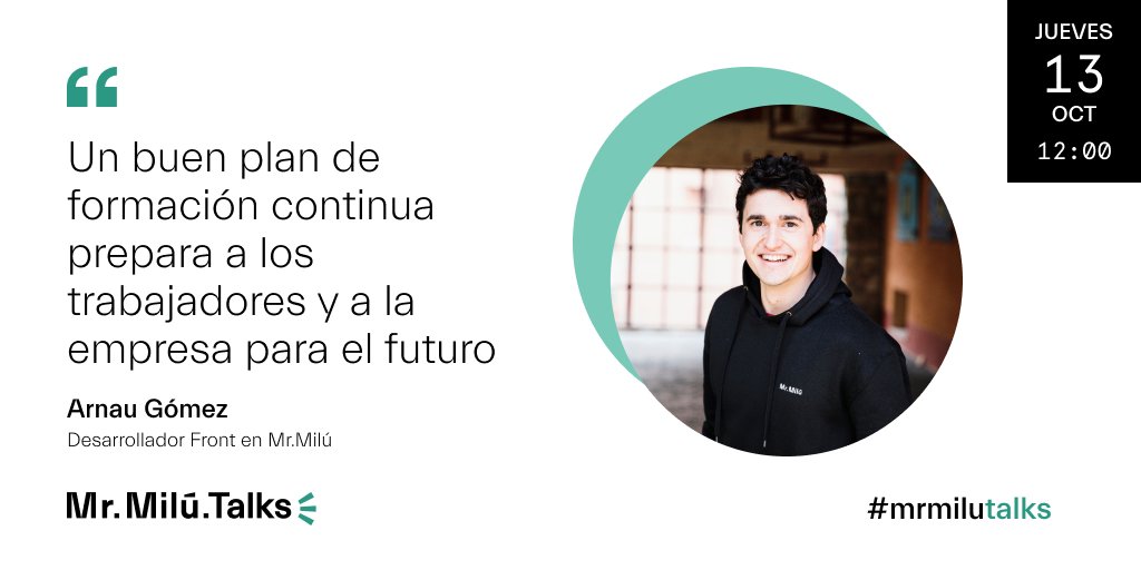 📢 No te pierdas nuestra charla sobre formación continua, con nuestro compañero Arnau, que nos hablará sobre cómo un buen plan de formación prepara a trabajadores y empresa para los retos del futuro 🚀
Mañana a las 12 aquí 👉🏼 meet.google.com/vvh-yazx-dxr
#mrmilutalks #sharingknowledge