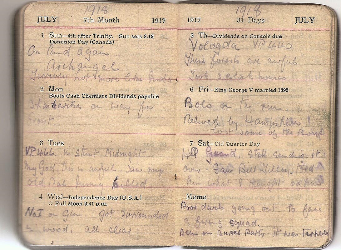#OTD in 1919 the North Russia Expedition ended. WWI came to a close on the 11th of November 1918, but the Fusiliers continued to fight in North Russia against the Bolsheviks. Private Troman writes in his Boots pocket diary of the "poor devils going out to face a firing squad."