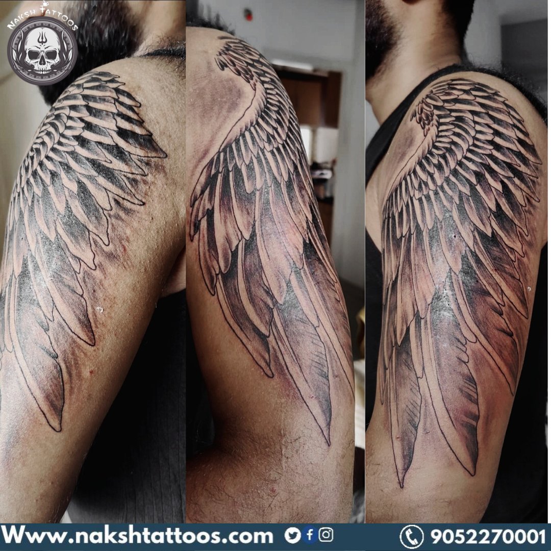 Crazy ink tattoo  Body piercing on Twitter Eagle wings tattoo  This can  be used to symbolize focus and high determination Done At crazy ink tattoo  studio Raipur  Surat eagletattoo 