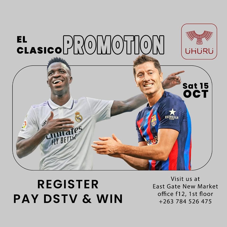 uhuruwallet's tweet photo. It's the #El_Clasico 'DSTV' Promo! Stand a chance to win one month worthy of DSTV #Family_bouquet subscription. 
How to enter the competition..?🤔
1️⃣Register Today👉https://t.co/MwA7jywJSp
2️⃣Pay DSTV instantly using #EcoCash_Zimbabwe or using #UHURU_Tokens
3️⃣Like the #UHURUAFRICA https://t.co/gFVCjlw6x6