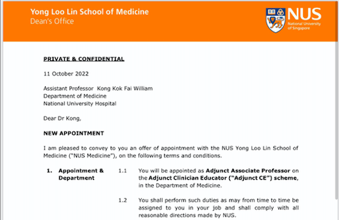 I am truly honoured to be promoted as Adj Associate Professor by Yong Loo Lin School of Medicine National University of Singapore effectively from 11 Oct 2022