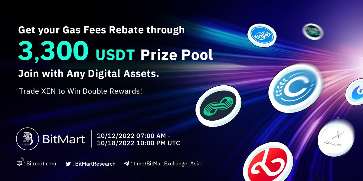 🚀 Gas Fees Rebate Campaign is coming!
💰 Join with Any Digital Assets

✅Follow <a href="/BitMartResearch/">BitMart Research｜$BMX HODLer</a>
✅Join TG:datasink.bitmart.site/t/uA 
✅RT &amp; Tag 3 frds
✅Fill:forms.gle/Vfw5KtKGo6ZHrE…

📍Reg:datasink.bitmart.site/t/PA
Details👉support.bitmart.com/hc/en-us/artic…

#BitMart #Ethereum #Gasfee