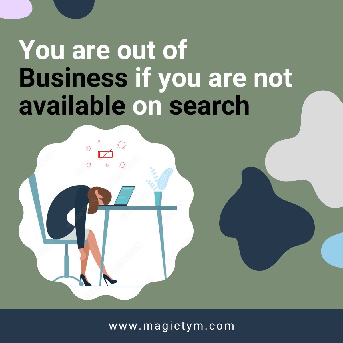 magictym's tweet photo. You are out of business if you are not available on search.

#Digitalmarketing #Onlinemarketing #Growbusiness #Growth #Businessstrategy #Marketing #Onlinebusiness #Socialmediamarketing #Searchengineoptimization #PPCservices #Digitalbusiness https://t.co/AYXmaUgFjj