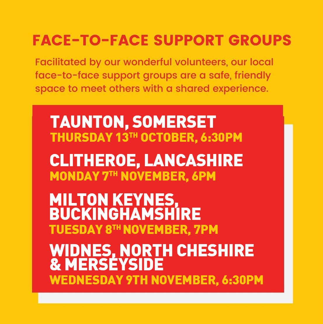 Due to unforeseen circumstances, we have had to unfortunately cancel today's Wiltshire support group in Swindon. Our other upcoming face to face support groups are unaffected and a full list on upcoming groups can be found here - sepsistrust.org/get-support/su…