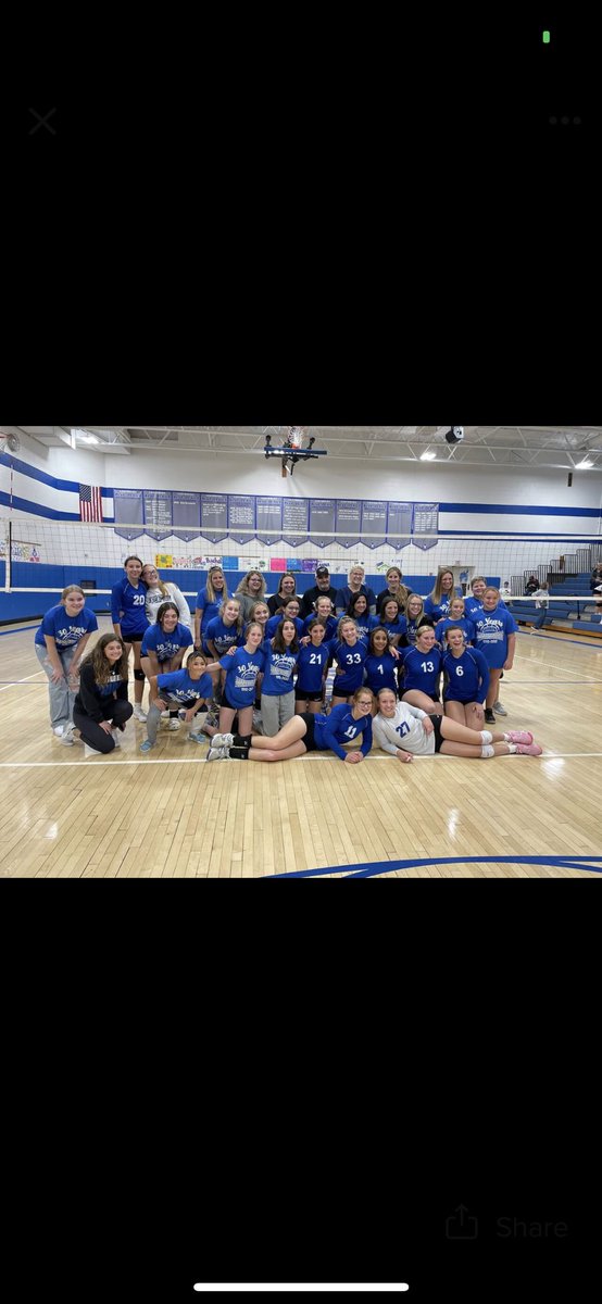 1st Alumni Night in the books with a sweep of Riverview!! 💪🏼🏐🧹🧹🧹Hoping for this to become a new tradition!! Thanks to all who came!! #hornsup #30yearsofLBGVB #bluedevilpride <a href="/lasd_athletics/">Leechburg Athletics</a> <a href="/LeechburgPride/">LeechburgPride</a> <a href="/JamtheGym/">WeServeFirst</a>