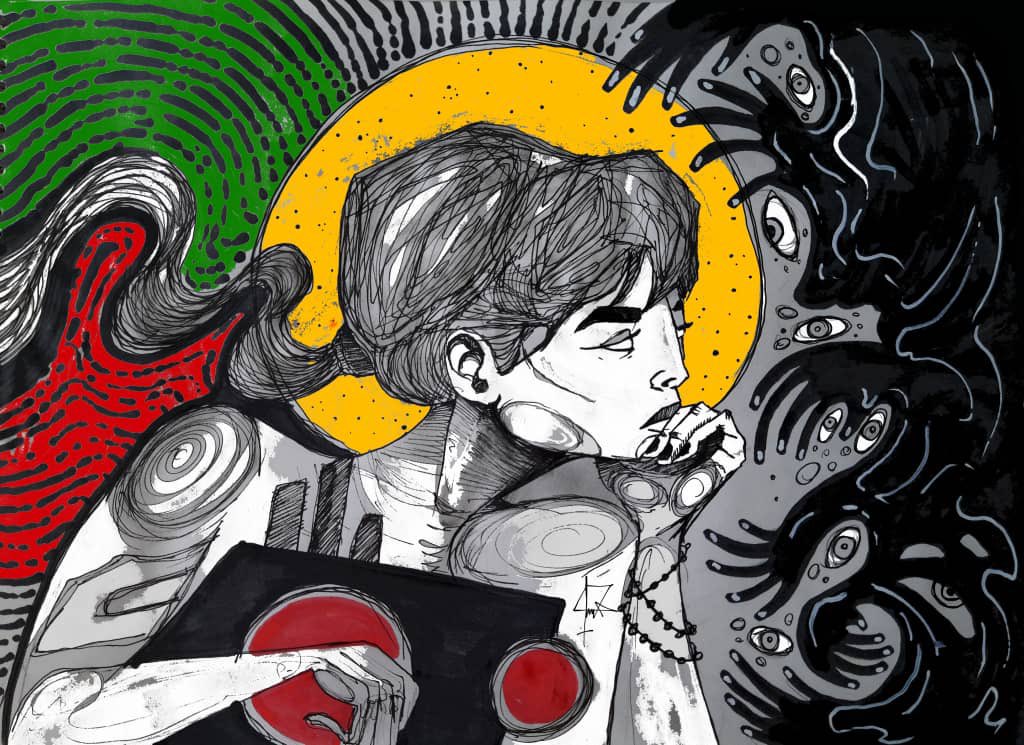 zhostudio's tweet image. #NikaShakarami is a representation of thousands of Iranian protesters fighting with their bare hands against the dictator’s bullets, demanding their freedom and simplest rights. It was our duty to keep her memory alive by making this artwork.