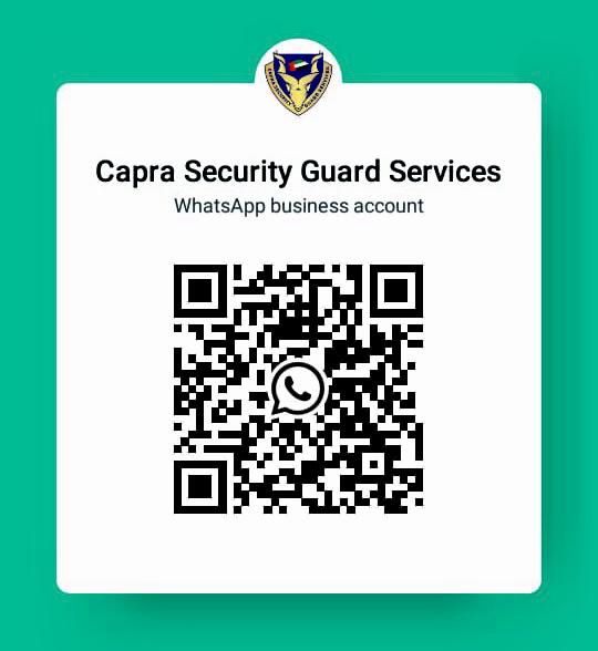 CapraGroupuae's tweet photo. Capra General Security Guard Services is always here to protect you  Now we are available on WhatsApp. Our customer service officers are available 24/7 to reply just scan the barcode and we are here for you #caprasecurity #securityprofessionals #heretoprotectyou #customerservice https://t.co/3XBXBKhnAG
