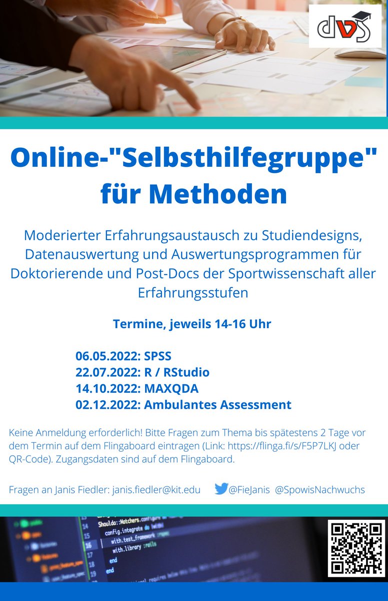 Übermorgen am Freitag (14.10.) steht von 14-16 Uhr unsere nächste "Methoden-Sprechstunde" an!

Dieses Mal geht es um die Auswertung qualitativer Daten in MAXQDA
 🤔💻🗨️😀

Seid dabei!

(Die Links findet ihr auch nochmal im nächsten Tweet!)