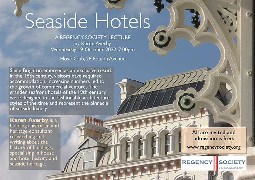 The next Regency Society lecture: Wednesday 19 October, 19:00 at the Hove Club.