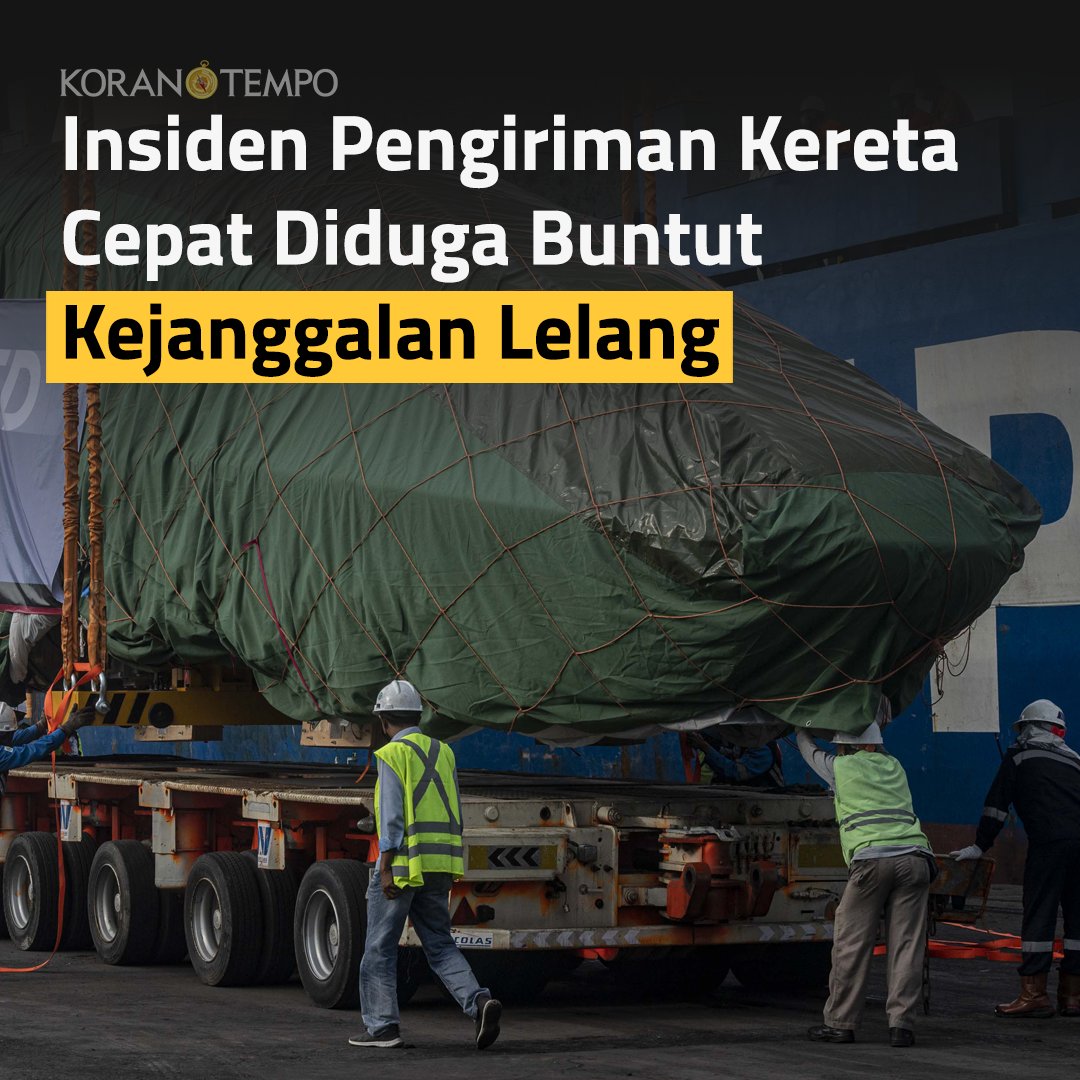 Pengiriman unit kereta cepat dari Jakarta menuju depo KCIC di Tegalluar, Kab. Bandung, diwarnai sejumlah insiden.

Proses tender jasa pengiriman kereta diduga penuh kejanggalan.
#KoranTempo
