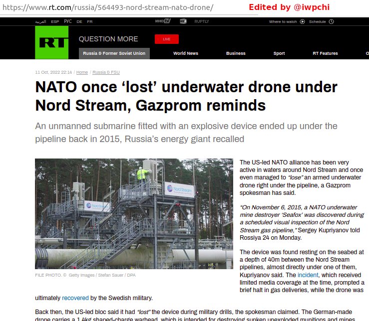 IWPCHI's tweet photo. #WarInUkraine #NordStreamSabotage "NATO once ‘lost’ underwater drone under #NordStream, #Gazprom reminds" https://t.co/QWb2piBmOJ #StopWWIII #DumpAllProCapitalistParties #BuildWorkersParties #FightForASocialistFuture There's *no future* for the working class under capitalism! https://t.co/yX5ucVGHGo