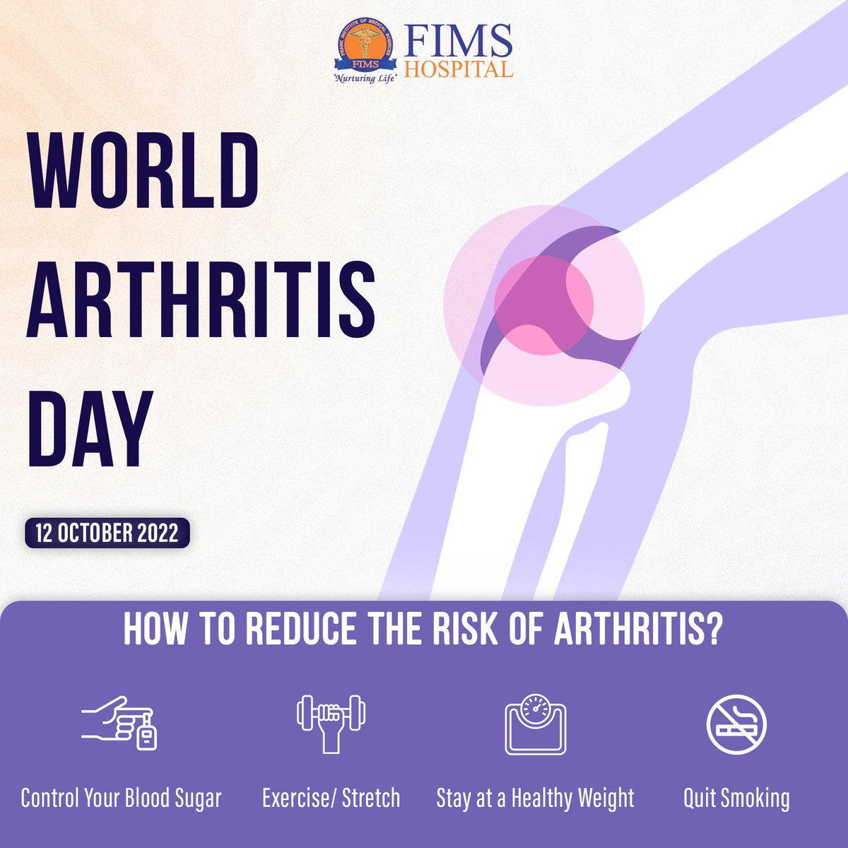 fimshospital's tweet photo. Arthritis is common, yet painful. This World Arthritis Day, here are some precautions you should take to prevent yourself from Arthritis...
#worldarthritisday #FIMS #nurturinglife https://t.co/MC2PJGuUg4
