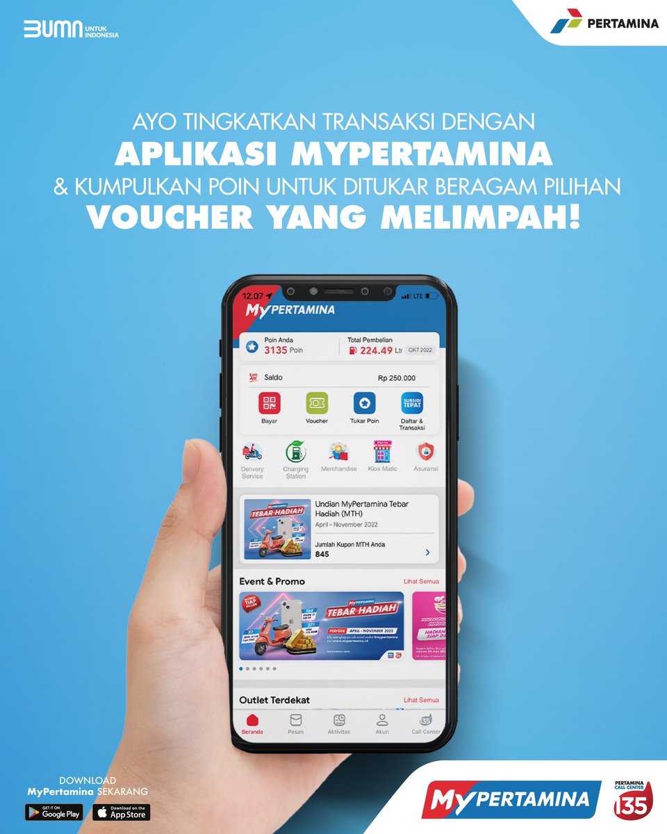 KEUNTUNGAN POIN MYPERTAMINA!

Nah! Udah tau kan berapa jumlah poin yang bisa kamu dapetin tiap beli BBM berkualitas melalui transaksi di aplikasi MyPertamina? Terus, udah tau juga kan kalau voucher MyPertamina kamu itu bisa untuk beli BBM?