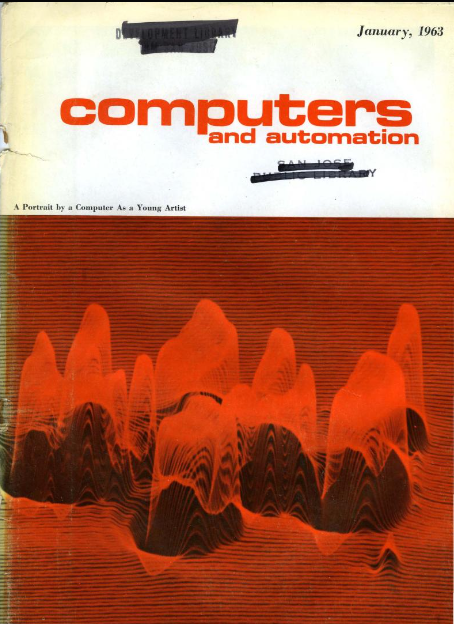 monkantony_tez's tweet photo. Travel through art history.

Flip through an edition (Jan 1963) of the first journal  to popularize computer art:

First publication to 
-use term 'computer art'
-publish computer art
-create a 'Computer Art Contest' https://t.co/0ufInW52rP