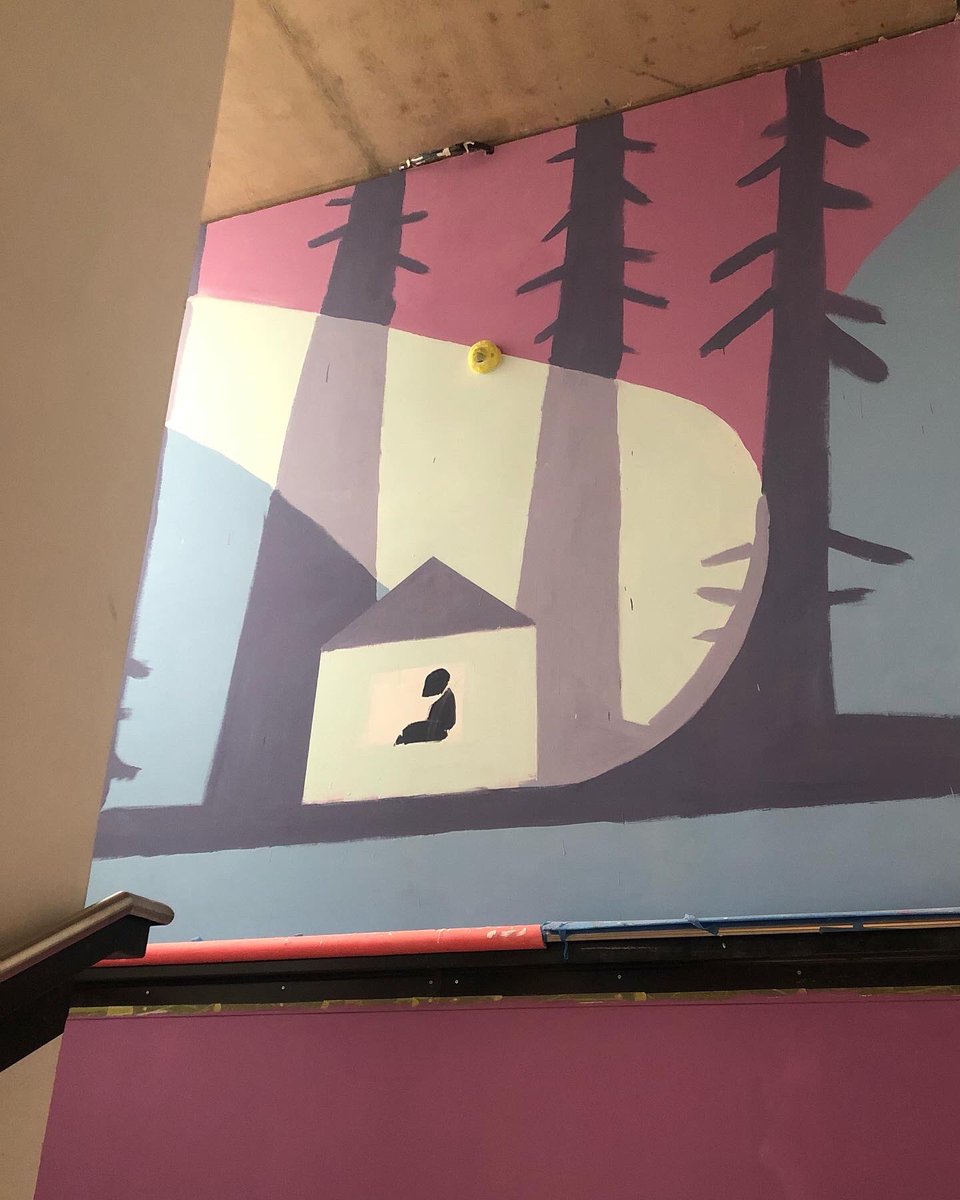 _susiehamilton's tweet photo. More of my #triptych for Trinity Building, Springfield Hospital, Tooting for @_hospitalrooms #murals #light #seclusion #ascent #beams #toweroflight #vision #triptych #mentalhealth #mentalhealthmatters #nhs #wallpainting #hospitalrooms #paulstolpergallery #deer #hermit https://t.co/hstDSt2twt
