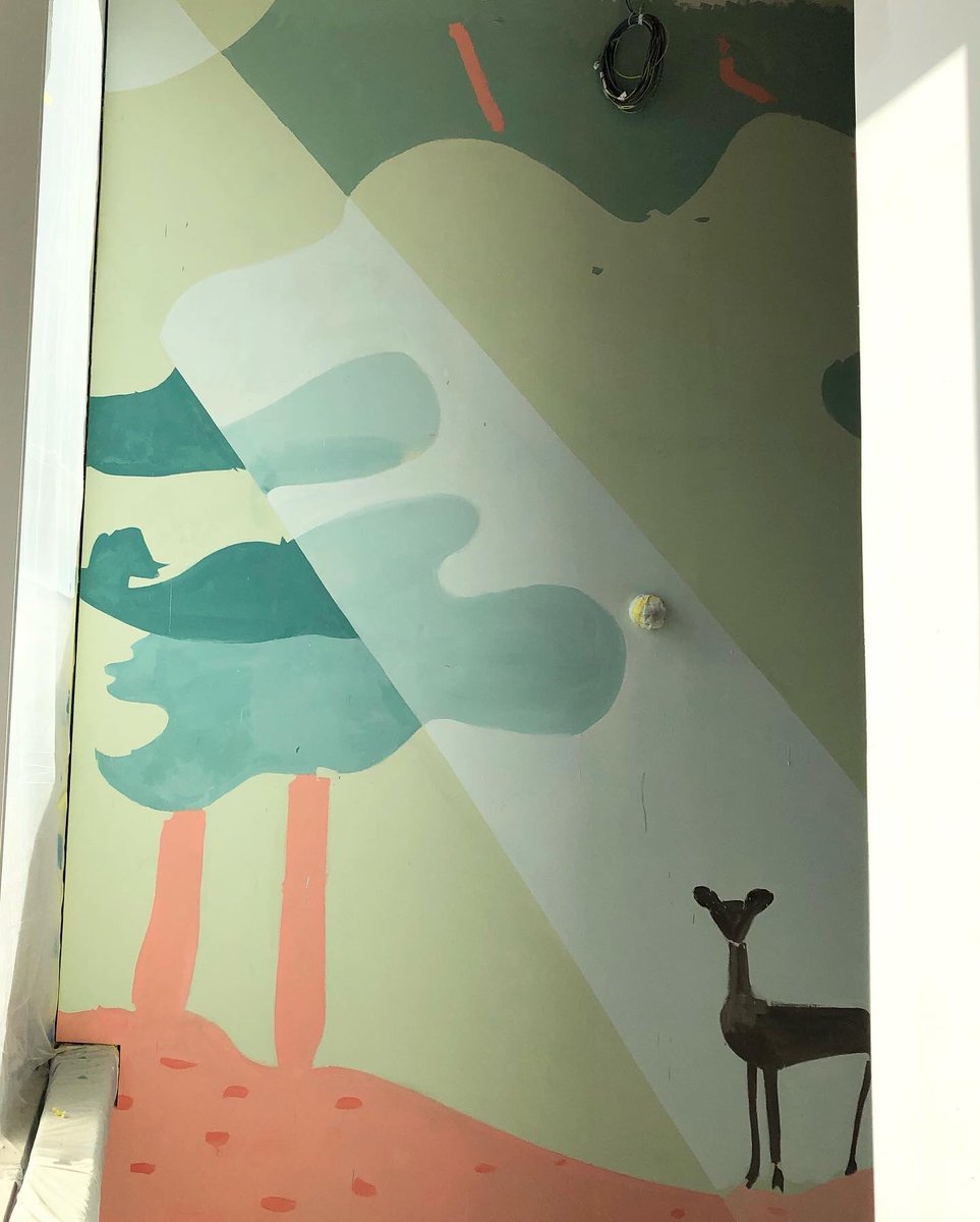 _susiehamilton's tweet photo. More of my #triptych for Trinity Building, Springfield Hospital, Tooting for @_hospitalrooms #murals #light #seclusion #ascent #beams #toweroflight #vision #triptych #mentalhealth #mentalhealthmatters #nhs #wallpainting #hospitalrooms #paulstolpergallery #deer #hermit https://t.co/hstDSt2twt