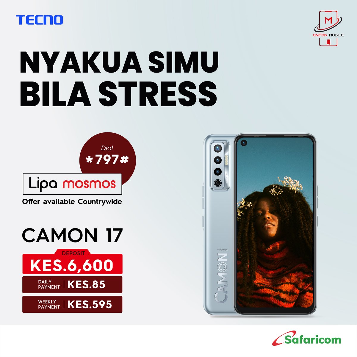 TECNOMobile254's tweet photo. Deals are coming in hot, take advantage of these @MobileOnfon  deals in partnership with @SafaricomPLC 

#TECNO #CAMON17 https://t.co/Kw3VQKkLtP
