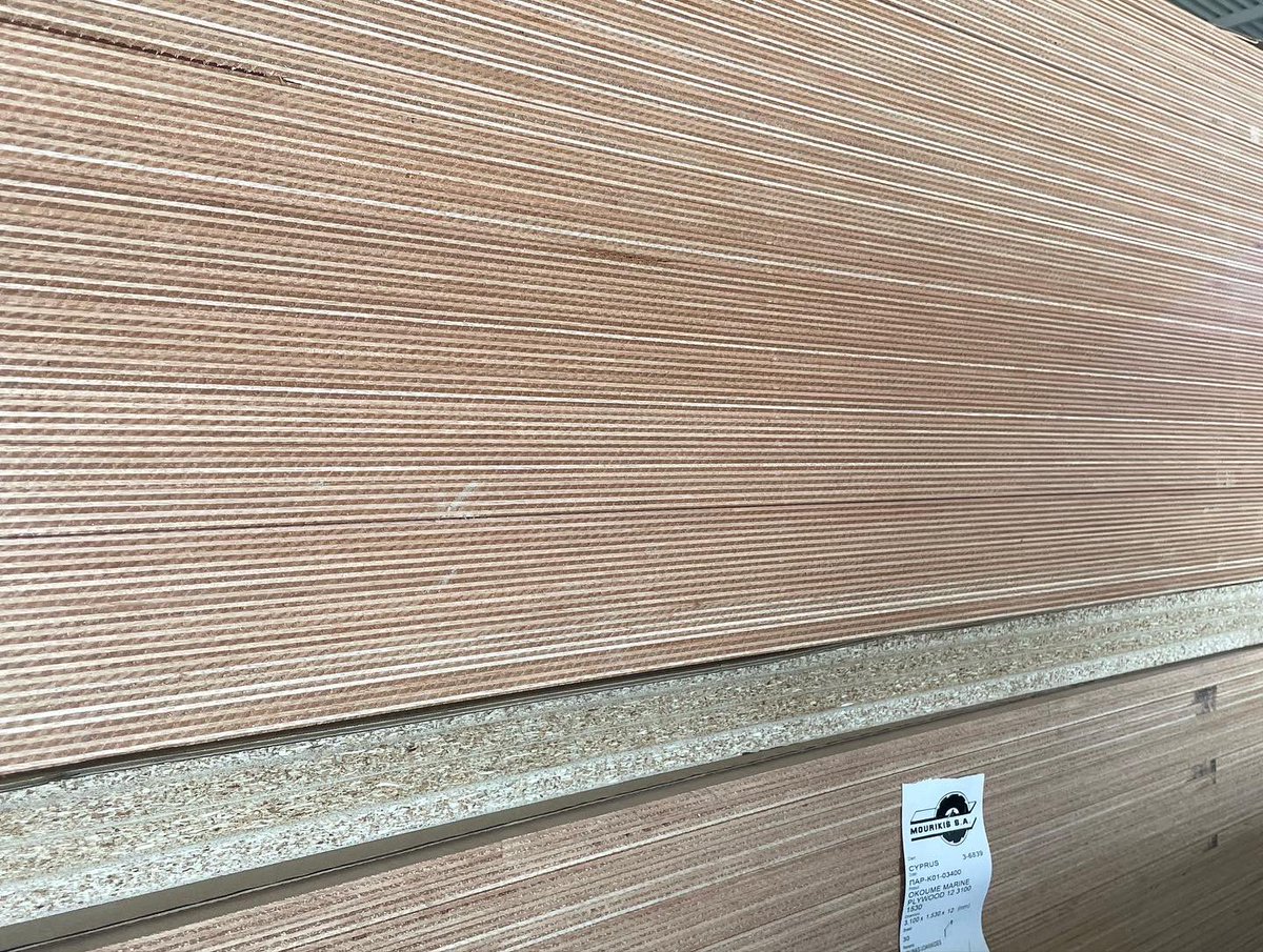 koumastimbercy's tweet photo. #Marine #Plywood #Okoume
#ΚόντραΠλακέ #Θαλάσσης
Sizes: 3100x1530x18/12mm, 2500x1220x6/9/12/15/18mm
#Flexiply
2500x1220x5mm
#Koumas #Timber #Merchants #Wood #Hardwood #Limassol #Cyprus #Κούμας #Ξυλεία #Lumber #waterresistant https://t.co/VhcM95EOgg