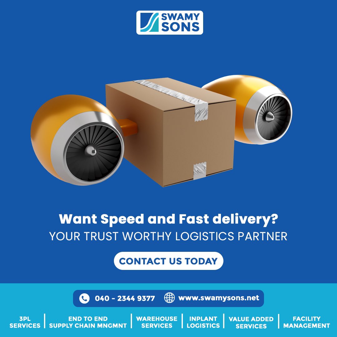 swamy_Agencies's tweet photo. Want Speed and Fast delivery ?
Your trust worthy logistics partner
Content us today.
#3plservices #3pl #endtoendsupplychain #warehouse #logisticscompany #supplychain #supplychainmanagement #swamysons #warehousesolution #panindia #trustedlogistics #logisiticspartner https://t.co/DOfhtYaKL5