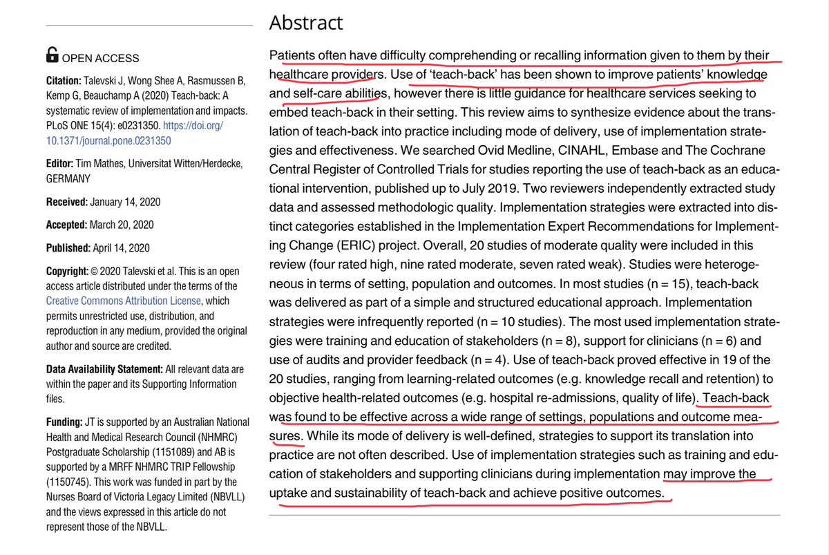 Retlouping's tweet photo. Teach-back: A systematic review of implementation and impacts

https://t.co/U5egrvHzAn https://t.co/6lhCzsH1BR