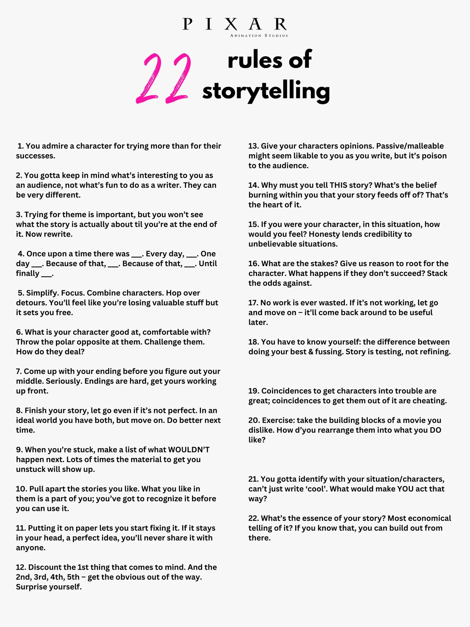 Akash Tyagi On Twitter PIXAR s 22 Rules Of Storytelling Https t co akash-tyagi-on-twitter-pixar-s-22-rules-of-storytelling-https-t-co