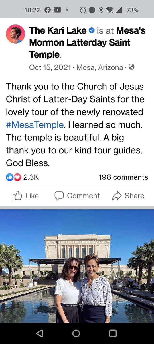 LauriParizo72's tweet photo. @azdemparty You know that Arizona is a Mormon state. A little bit like a cult because the church members do what they are told to do. Kari found religion after having no religious affiliation for many years.Only Mormons can enter the temple. https://t.co/mpzllbfacM