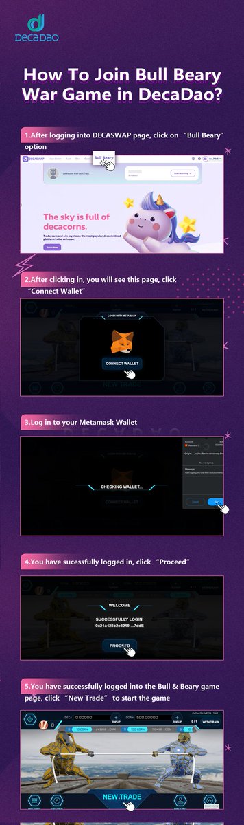 Deca_dao's tweet photo. Good Afternoon To Deca Family!! 👬

We would like to share about the entire flow of playing "BULL &amp; BEARY" game📲 For those who haven't experienced on it, do not hesitate to MAKE A START with the game. 🤩🤩 Don't miss out the most entertaining "BULL BEARY" Game !! 🐻🦬
#bullbeary https://t.co/D1MjtzfarY
