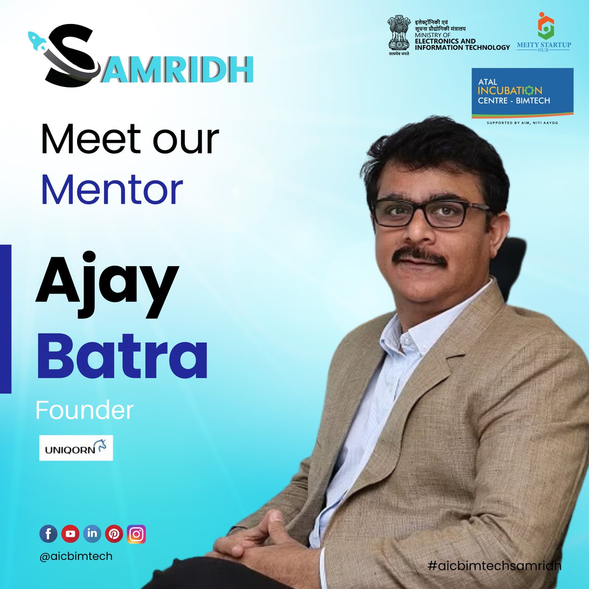 aicbimtech's tweet photo. The session of #SAMRIDH was taken by Mr. Ajay Batra, the Founder of Uniquorn Growth Partner.⚡  

#aicbimtech #aicbimtechprograms https://t.co/fpfAV6IX2k