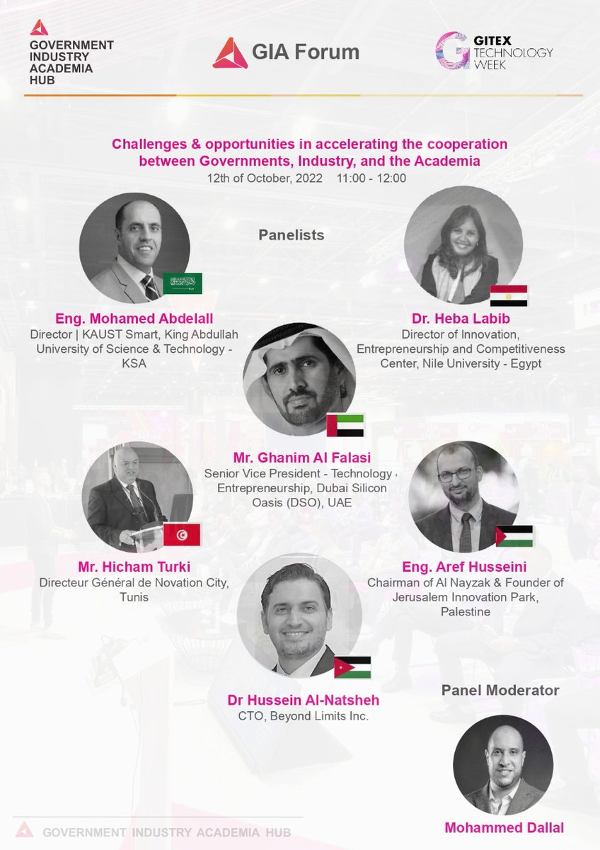 arefhu's tweet photo. @11am will participate in a panel about Governments , Industry &amp;. Academia Integrations and cooperations. 
@4:30 Announcing the winners in the Arab Ai&amp;IoT challenge. 13 countries , 20 start up! 
fingers crossed 🤞
@GITEX_GLOBAL 
@AlNayzak https://t.co/iSF1NQHszr