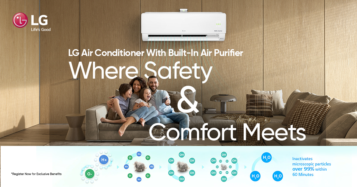 LGIndia's tweet photo. #LGAirConditioner with built-in #AirPurifier & Ionizer emits over 5 Million negative Ions into the air and effectively inactivates microscopic particles & gas pollutants in the indoor air.
Know more on https://t.co/tetCoBrWhL
#LGDualCool #LGHomeAppliances #AllInOneOneInAll https://t.co/I6T7Ly9gO3