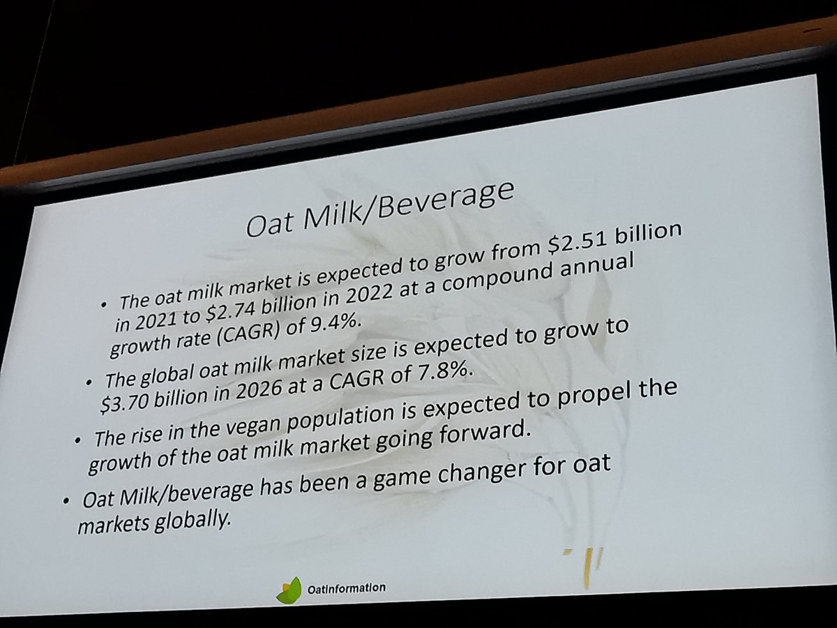 karchuntan's tweet photo. Randy Strychar - oat(milk) is the future!!! Amazing market growth. #OAT2022 https://t.co/xPv9faYkK7