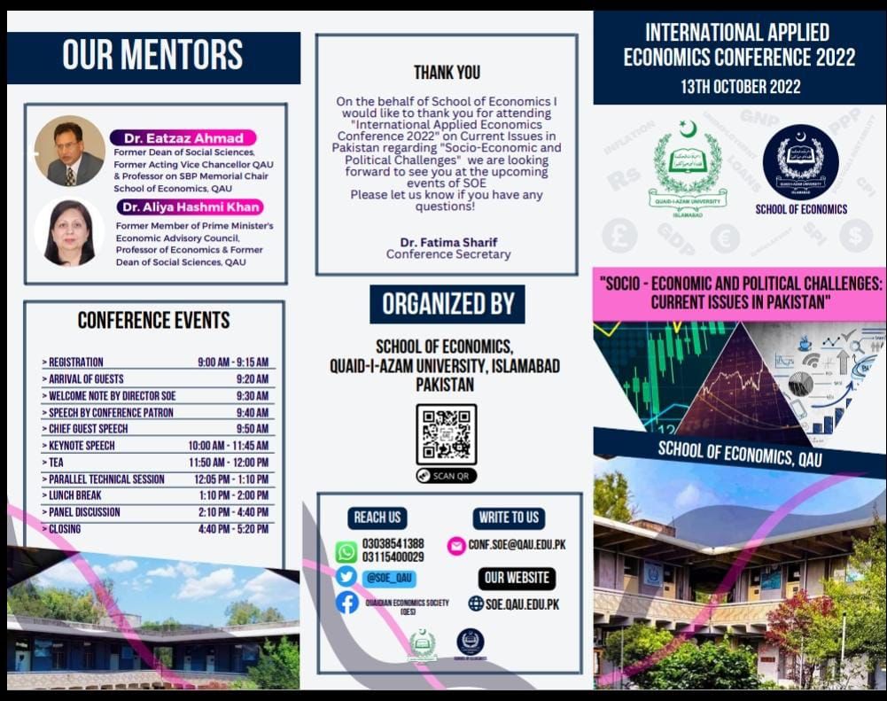 pakecofrontier's tweet photo. #International #Applied #Economics #Coference #2022 , October.#Qau #QauideazamUniversity @malikemal @Zahedasghar @Muhamma30113532 https://t.co/l8Kx2aG9q8