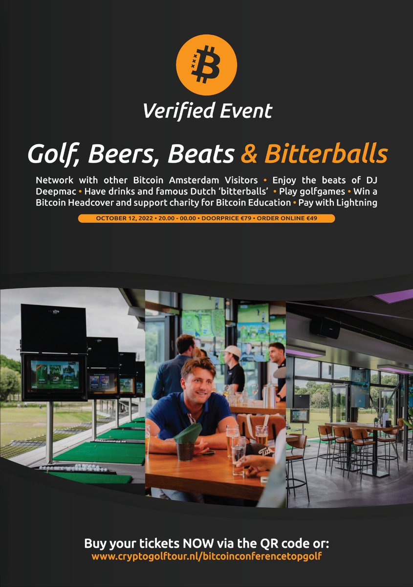 Visiting <a href="/BitcoinConfEUR/">Bitcoin Amsterdam</a> today? Make you sure you don't miss out on all the fun tonight! Play Golf Games at #Topgolf #Amsterdam, drink beers, enjoy beats, meet other Bitcoiners. Final sale, get your ticket NOW shorturl.at/bdfi5

#Bitcoin #BitcoinAmsterdam #BitcoinConference